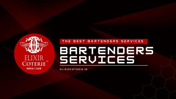 Event Bartenders Providing Personalized Service Through a Stunning Cocktail Bar Arrangement